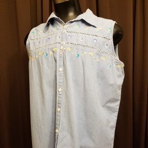 Sleeveless Button Down Shirt